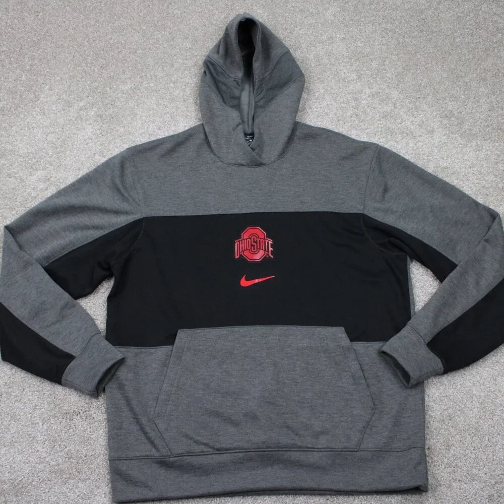 Nike Ohio State‎ Hoodie Adult Medium Gray/Black Dri-Fit L/S Hooded Sweatshirt